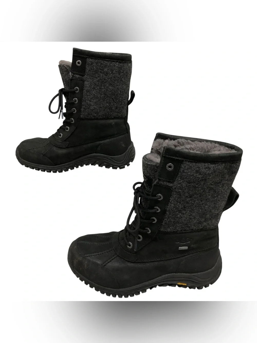 Ugg Women's Adirondack II Wool Black Lace Up Fur Lined Snow Boots Size 9